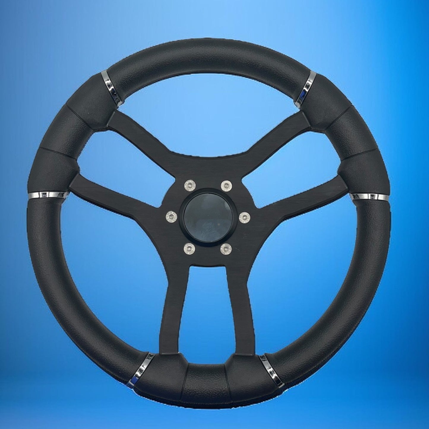 Malera Boat Steering Wheel Black Aluminum Spokes | Blank Snap-in