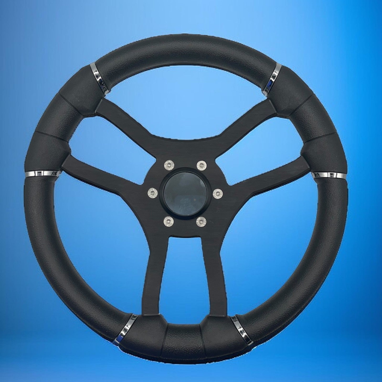 Malera Boat Steering Wheel Black Aluminum Spokes | Blank Snap-in
