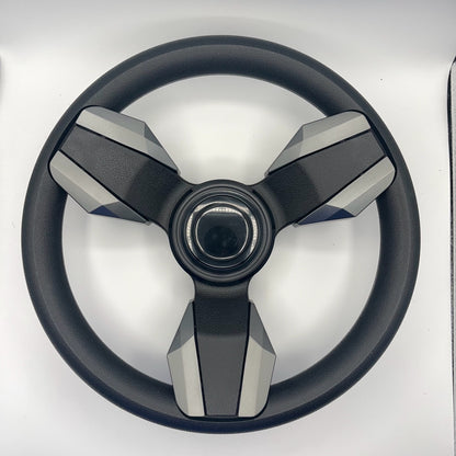 Collina Boat Steering Wheel Dark Gray Inserts - LG Black - Keyed ONLY