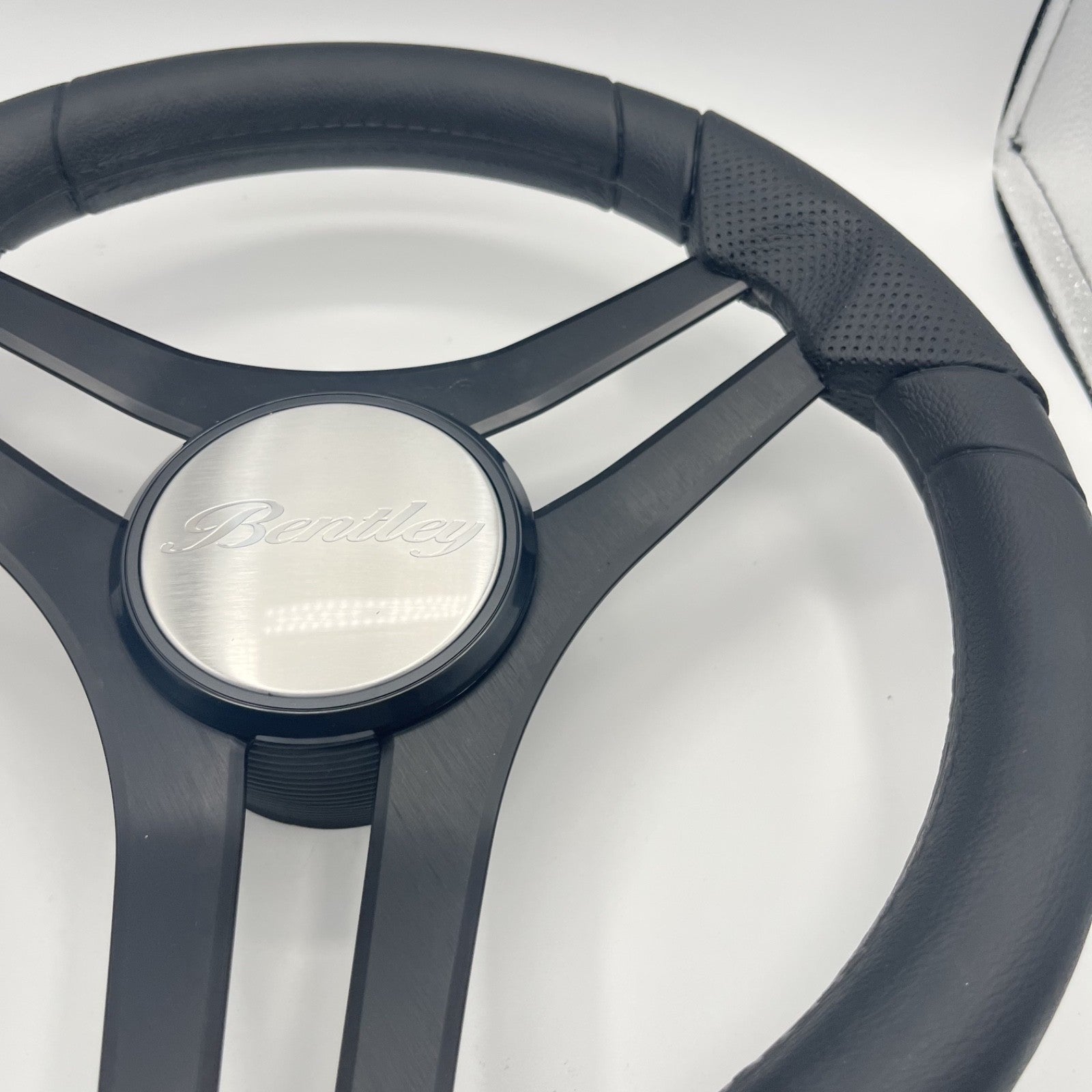 Molinara Marine Steering Wheel Black Brushed Alum Spokes | Bentley Boats