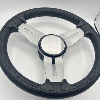 Model 15 Marine Steering Wheel Brush Alum Spokes | Seastar Solutions Logo