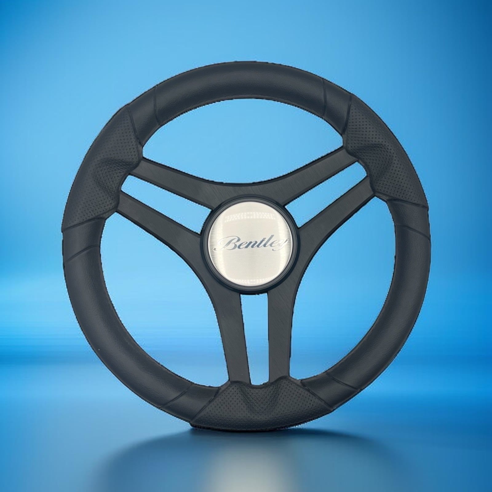 Molinara Marine Steering Wheel Black Brushed Alum Spokes | Bentley Boats