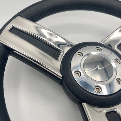 Gussi Italia Marine Steering Wheel Stainless Spoke Soft Touch Rim | Blue Wave