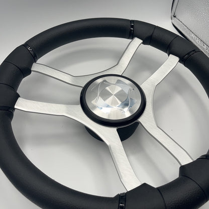 Malera Boat Steering Wheel Brushed Aluminum Spokes | Stingray