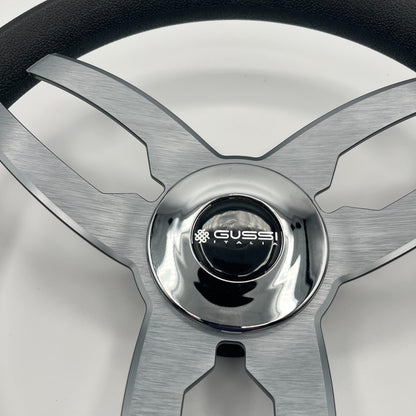 Cabrio Boat Steering Wheel Gray Brushed Alum Spoke | Gussi Italia