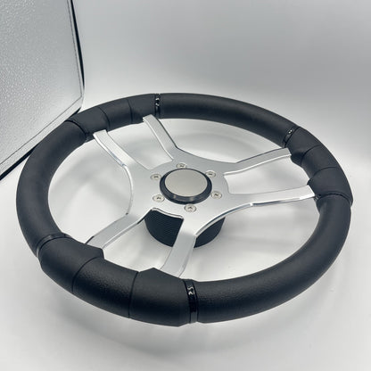 Malera Boat Steering Wheel Chrome Spokes | Snap-in Stainless Blank Cap