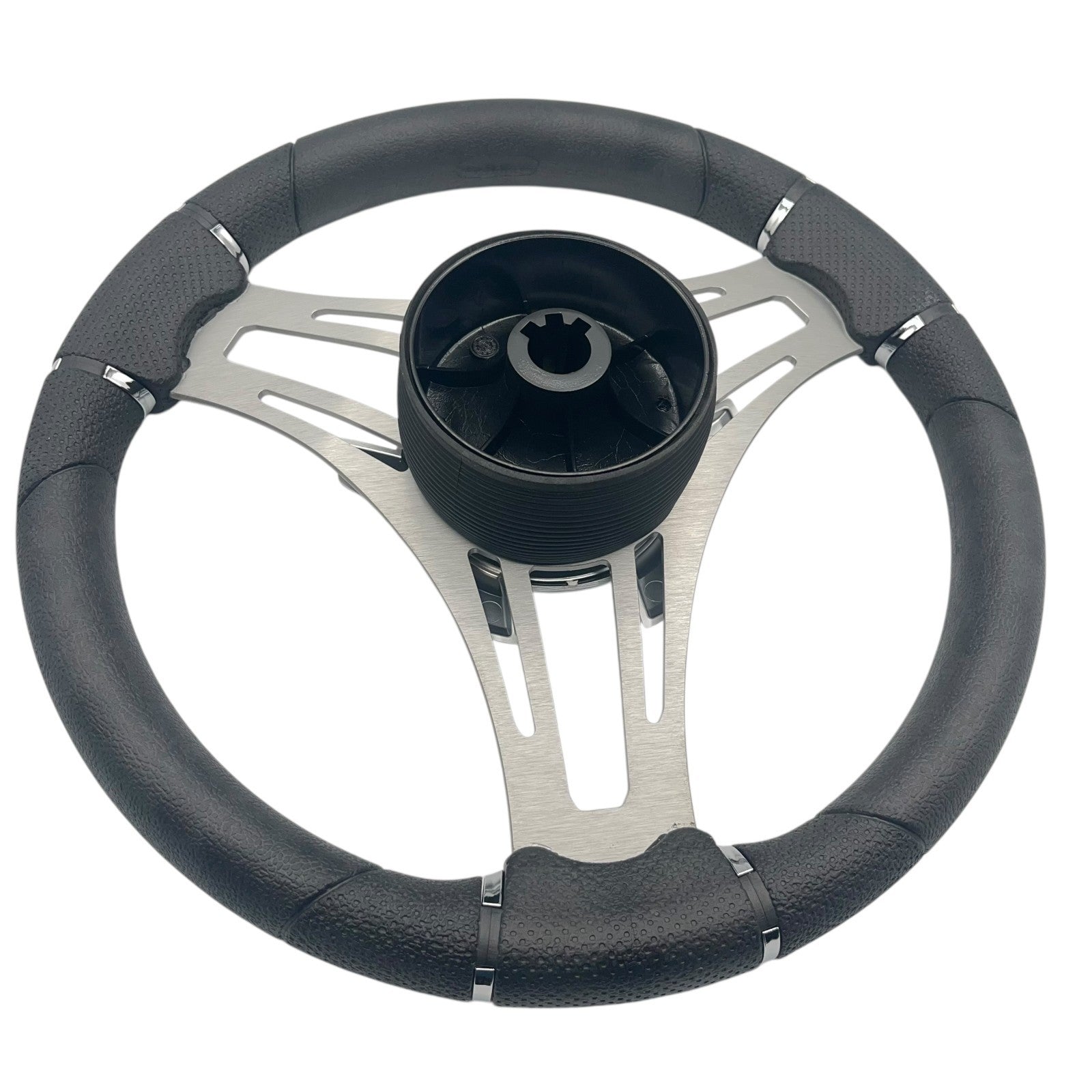 Verona Boat Steering Wheel Gray Brushed Aluminum Spokes KEYED or SPLINED HUB