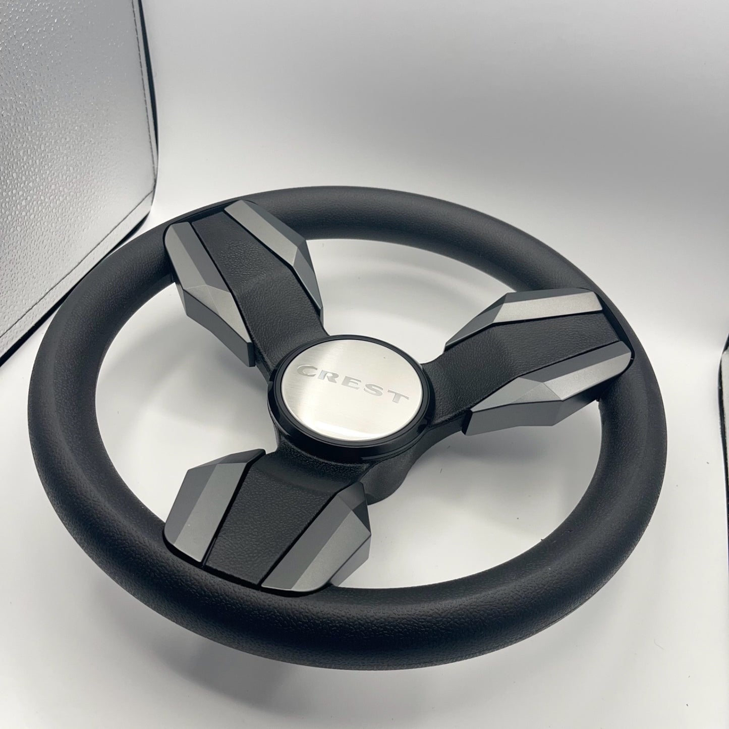 Collina Boat Steering Wheel Dark Gray Inserts - Crest - Keyed ONLY