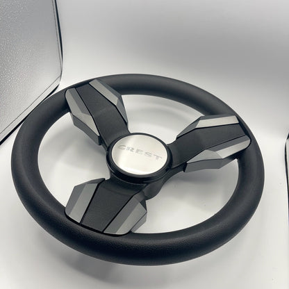 Collina Boat Steering Wheel Dark Gray Inserts - Crest - Keyed ONLY