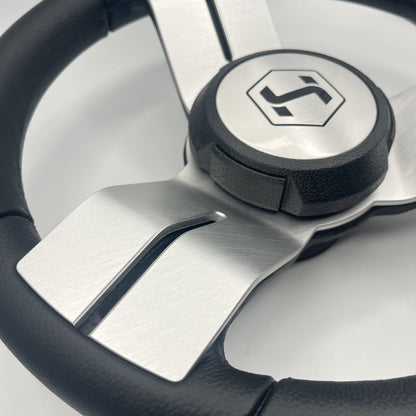 Gussi Italia Boat Steering Wheel Black Aluminum Spoke | Harris
