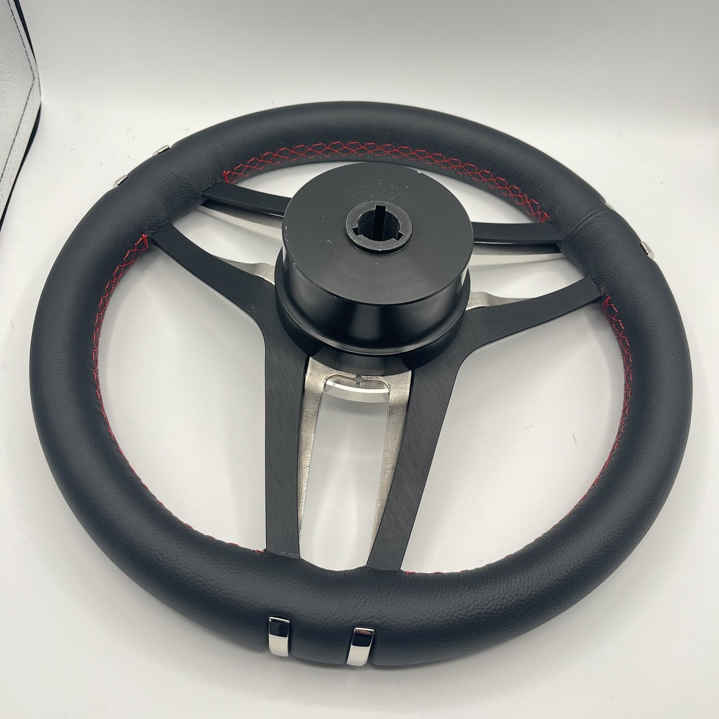 Cobalt Boat Steering Wheel Stainless Steel Spoke Leather Rim | Cobalt Boats Logo