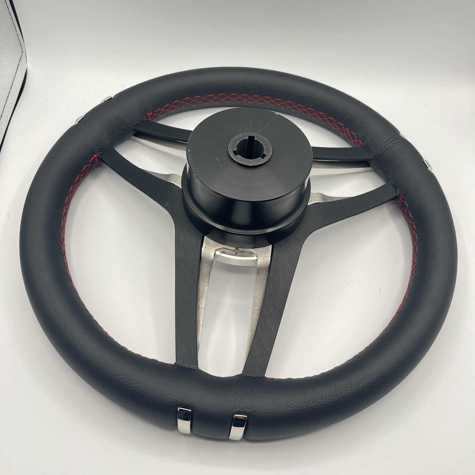 Cobalt Boat Steering Wheel Stainless Steel Spoke Leather Rim | Cobalt Boats Logo