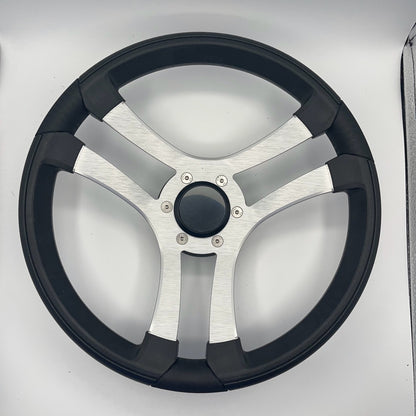 Benaco Boat Steering Wheel Brushed Aluminum Spokes | Blank Snap-in