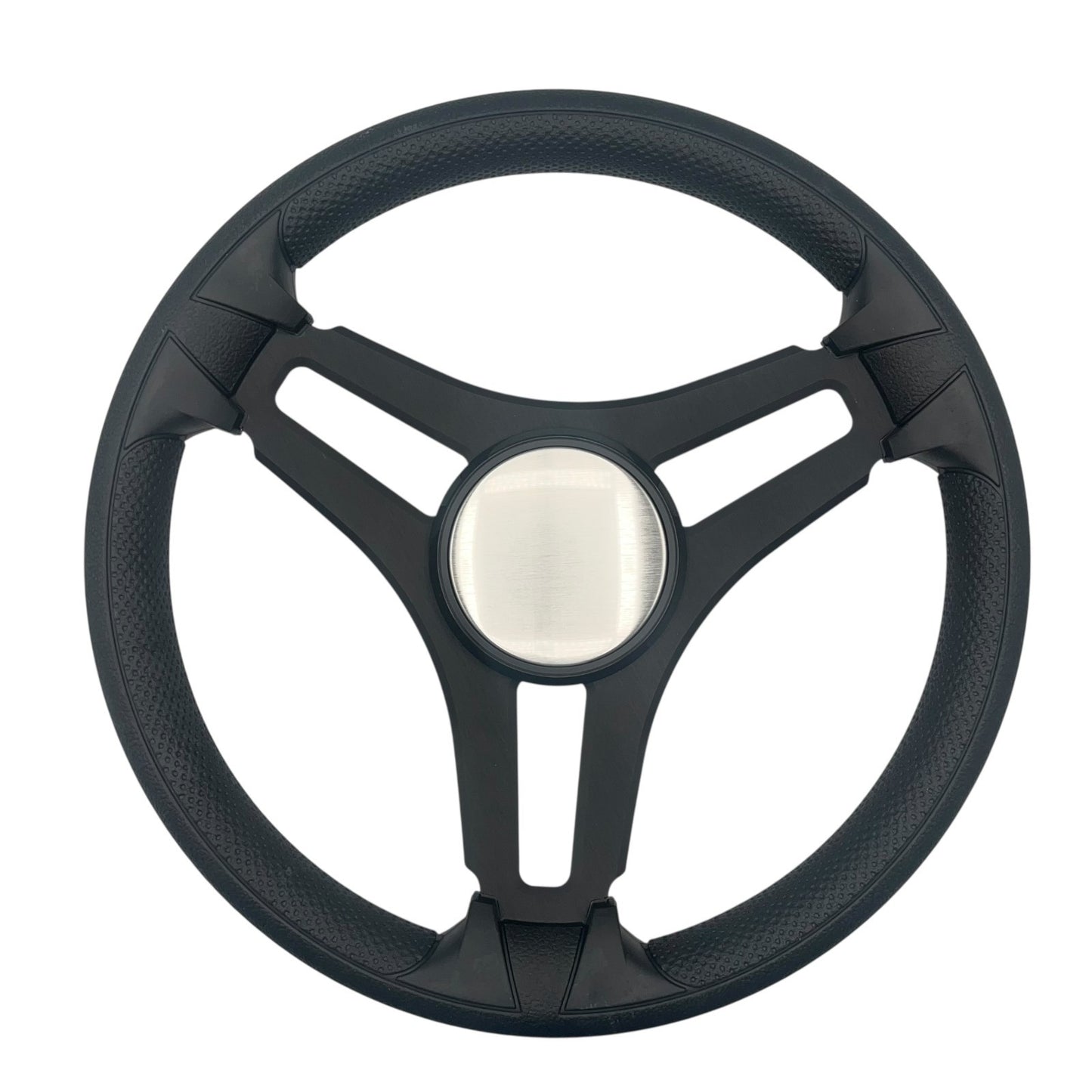 Gussi Italia Marine Steering Wheel Black Brushed Metal Spokes | Plain Dome