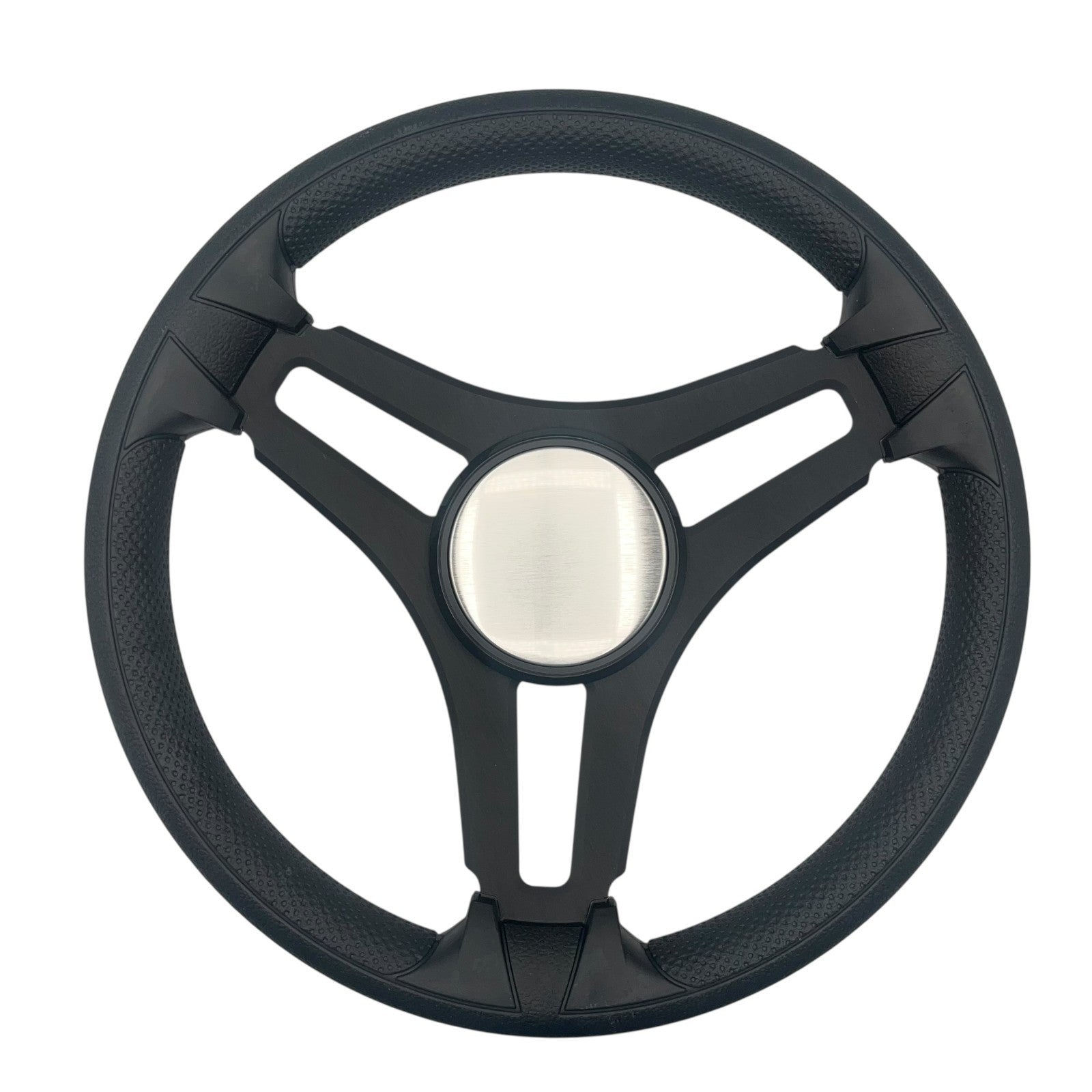 Gussi Italia Marine Steering Wheel Black Brushed Metal Spokes | Plain Dome