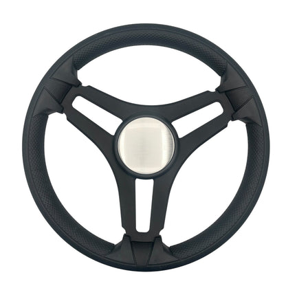 Gussi Italia Marine Steering Wheel Black Brushed Metal Spokes | Plain Dome