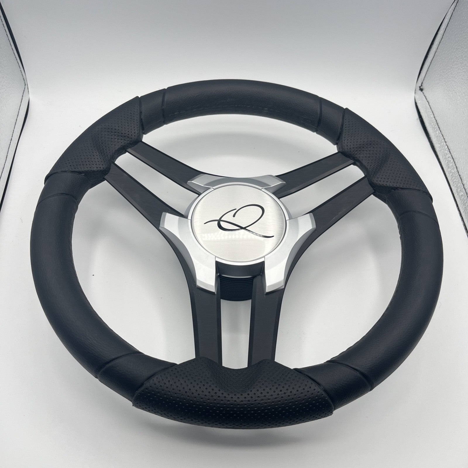 Molinara Marine Steering Wheel Black Brushed Alum Spokes | Apex