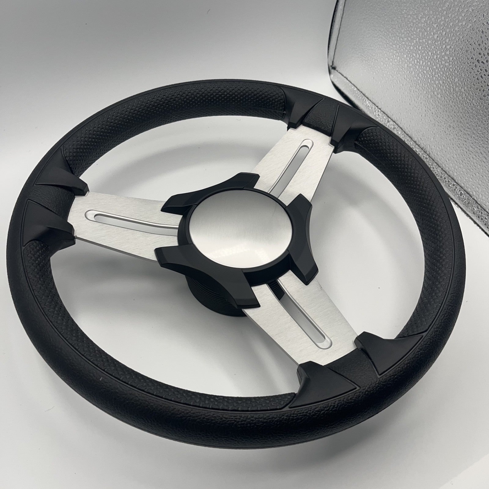 Model 15 Marine Steering Wheel Brushed Aluminum Spokes | Black Blank