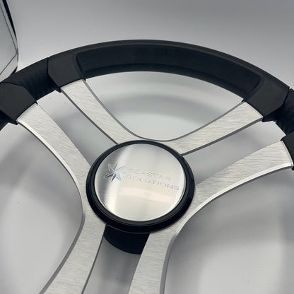 Benaco Boat Steering Wheel Brushed Aluminum Spokes | Seastar Solutions
