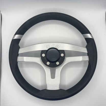 Badia Boat Steering Wheel Brushed Aluminum Spokes | Blank Snap-in
