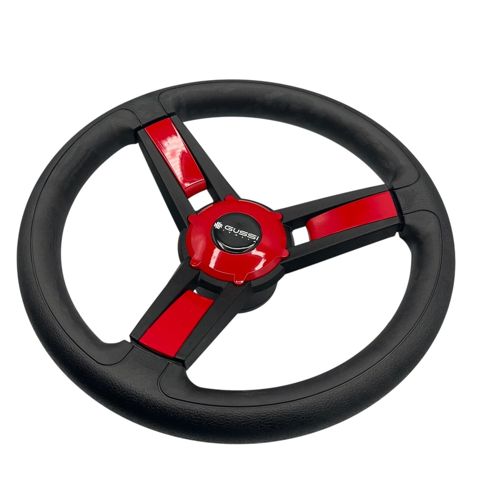 Giazza Golf Cart Steering E-Z-GO HUB Soft Touch Rim ABS Spokes - Red Inserts