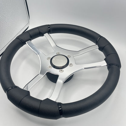Malera Boat Steering Wheel Chrome Spokes | Snap in Stainless Gussi Cap