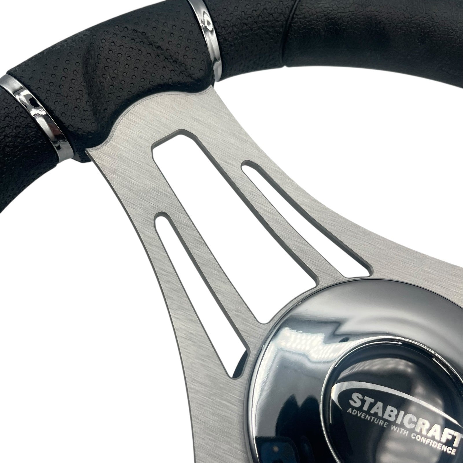 Verona Boat Steering Wheel Gray Brushed Aluminum Spokes | Stabicraft