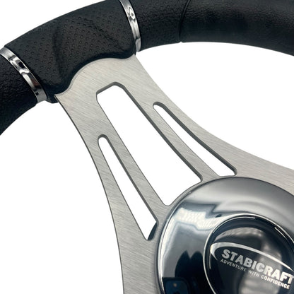 Verona Boat Steering Wheel Gray Brushed Aluminum Spokes | Stabicraft