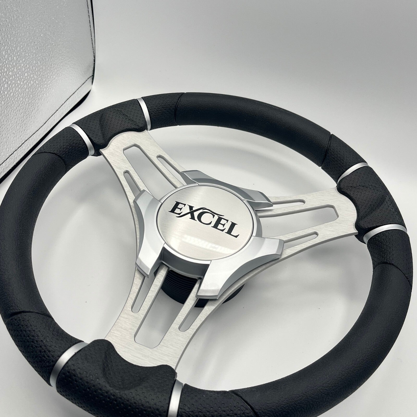 Verona Boat Steering Wheel Silver Brushed Aluminum Spokes | Excel Boats