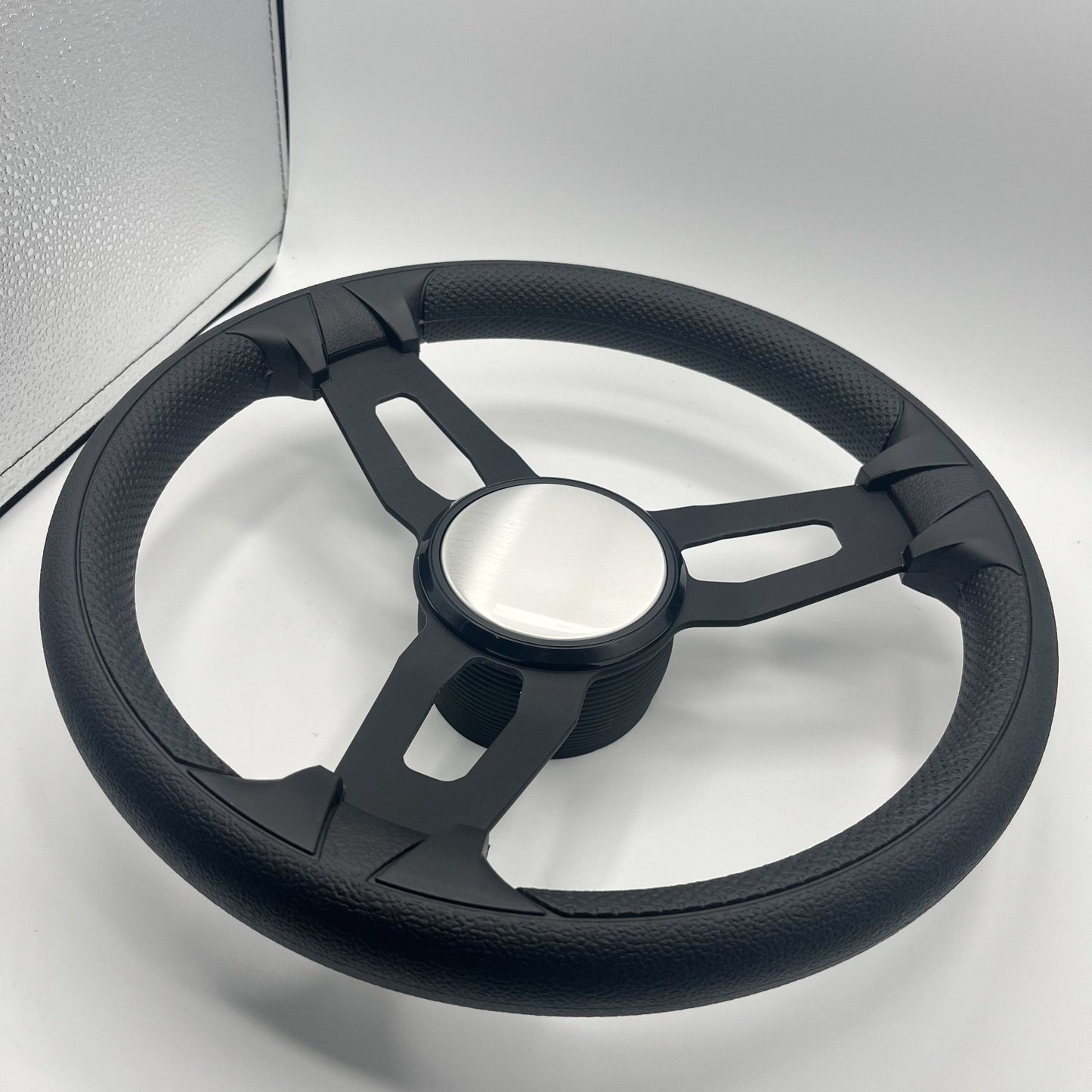 Gussi Italia Boat Model 15 Steering Wheel Black Brushed Alum Spokes | Plain