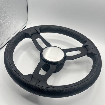 Gussi Italia Boat Model 15 Steering Wheel Black Brushed Alum Spokes | Plain