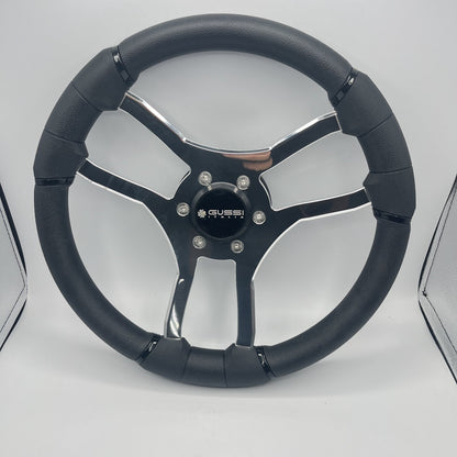 Malera Boat Steering Wheel Chrome Spokes | Snap in Stainless Gussi Cap