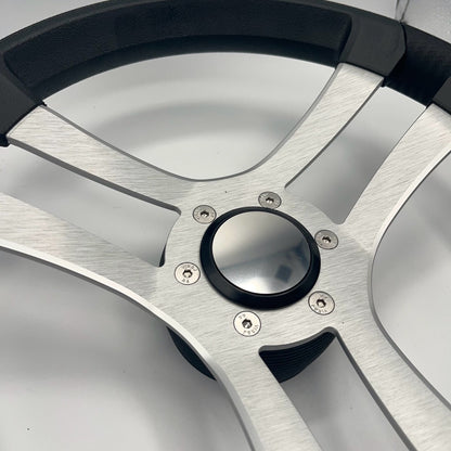 Benaco Boat Steering Wheel Brushed Aluminum Spokes | Blank Snap-in