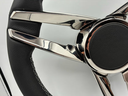 Caneva Boat Steering Wheel Stainless Steel Spoke Leather Rim | Plain