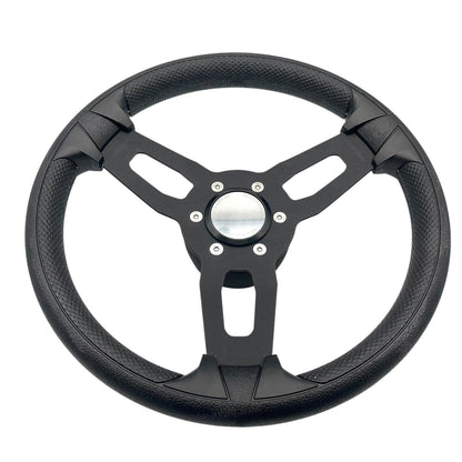 Model 15 Marine Steering Wheel Black Brushed Aluminum Spokes | Bennington