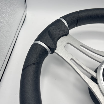 Gussi Italia Boat Steering Wheel Brushed Aluminum Spoke | Black Dome