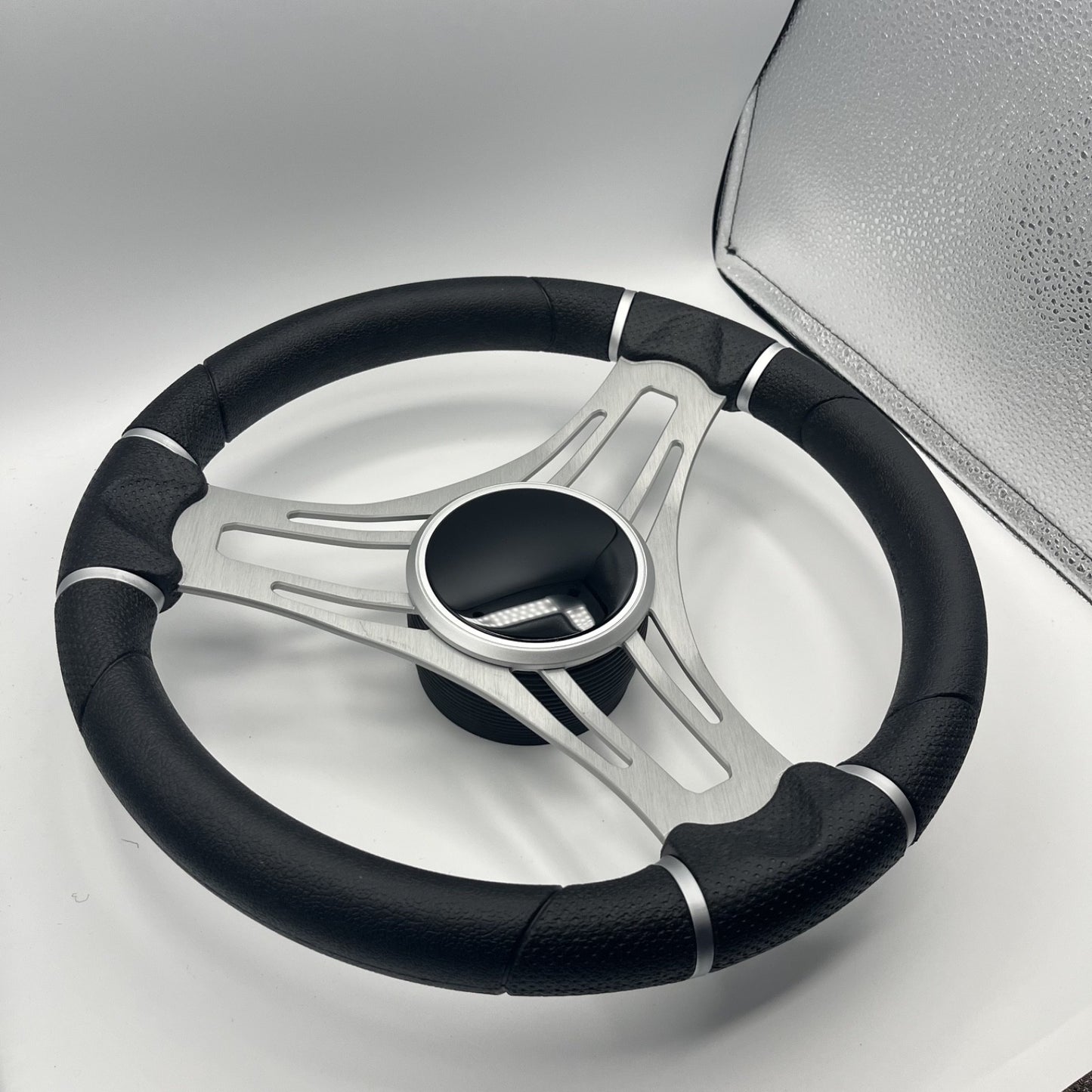 Gussi Italia Boat Steering Wheel Brushed Aluminum Spoke | Black Dome