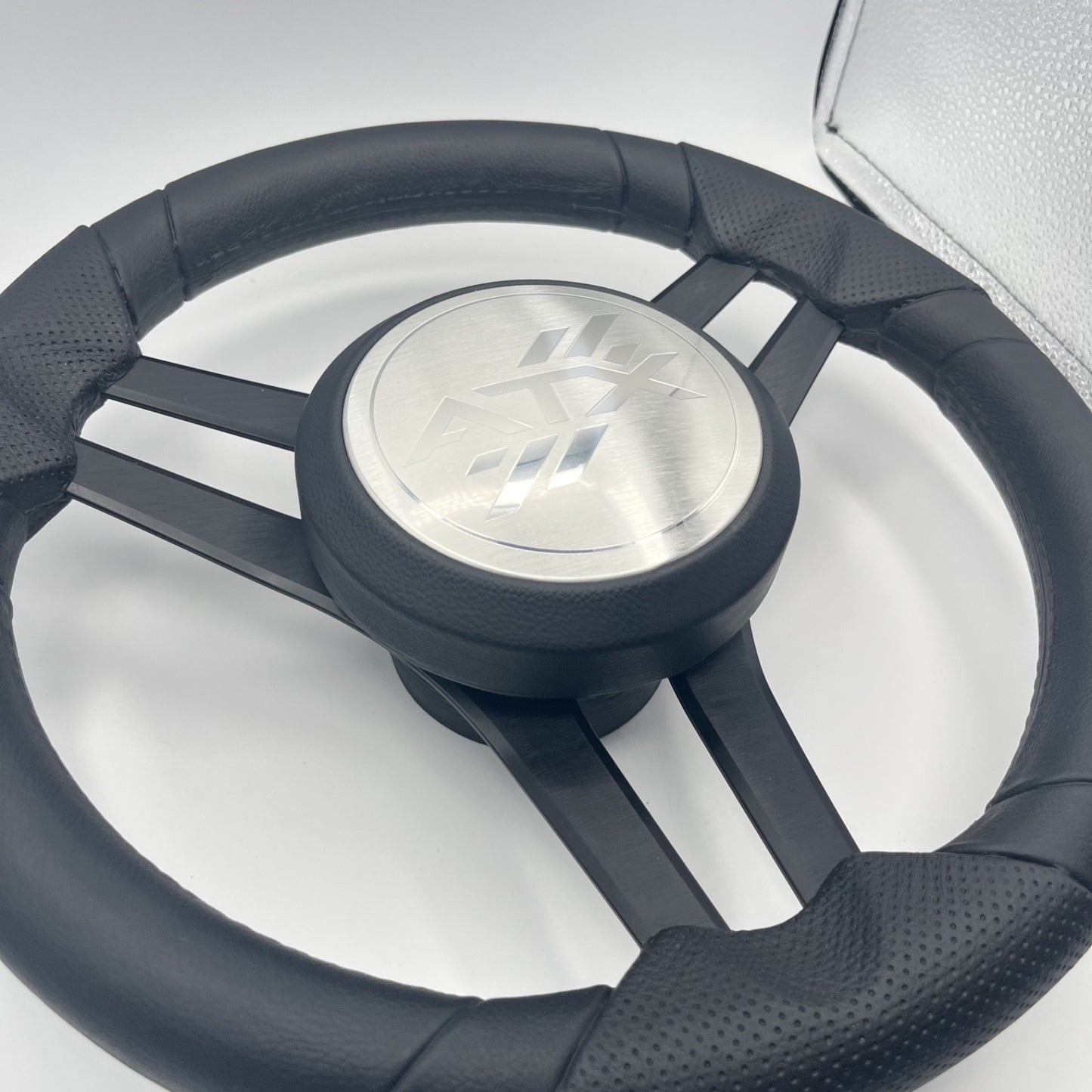 Molinara Marine Steering Wheel Black Brushed Aluminum Spokes | ATX