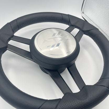 Molinara Marine Steering Wheel Black Brushed Aluminum Spokes | ATX