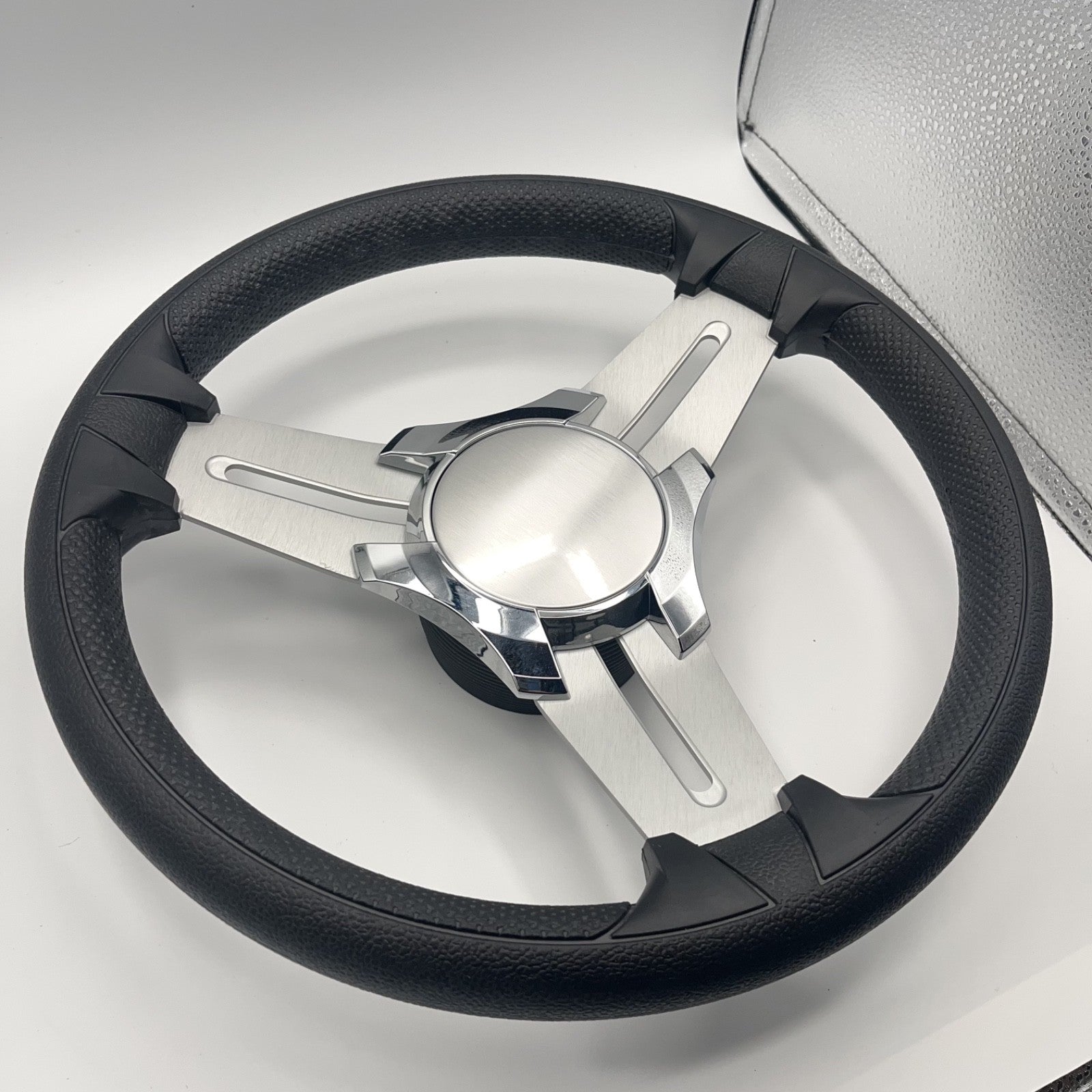Model 15 Marine Steering Wheel Brushed Aluminum Spokes | Blank Center