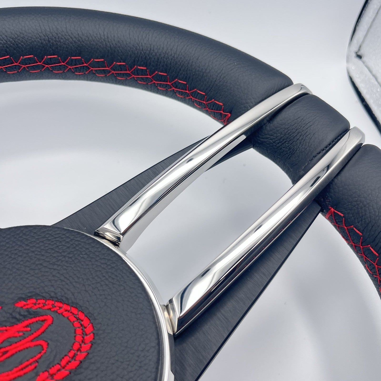 Cobalt Boat Steering Wheel Stainless Steel Spoke Leather Rim | Cobalt Boats Logo