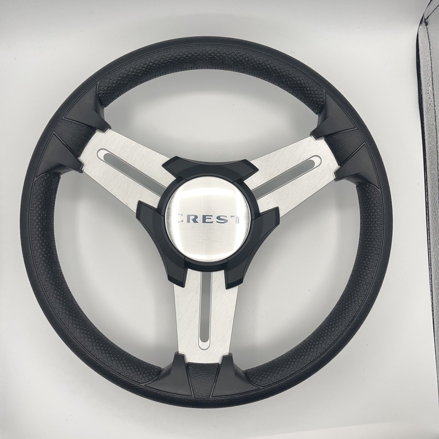 Model 15 Marine Steering Wheel Brushed Aluminum Spokes | Crest Logo
