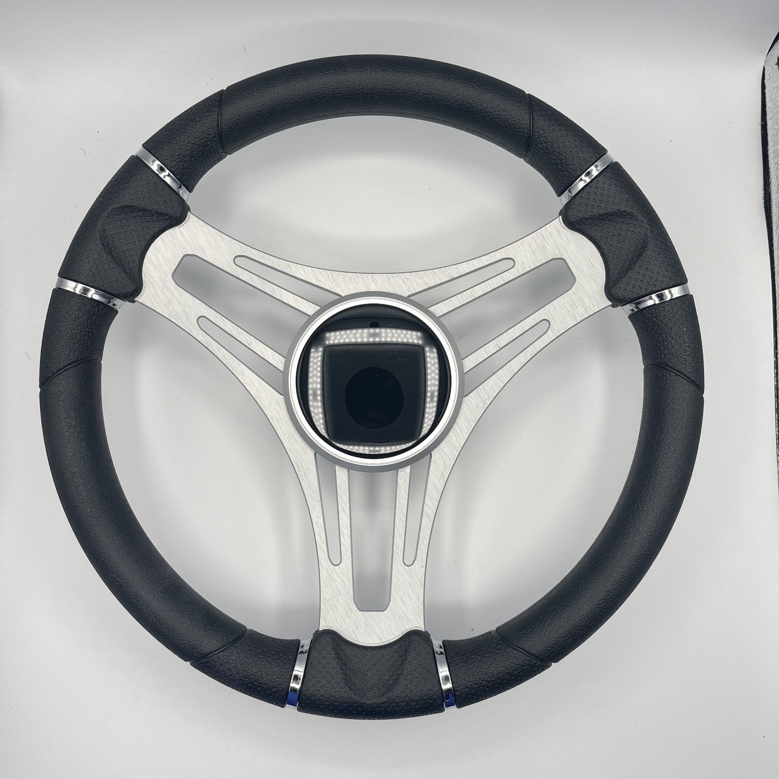 Verona Boat Steering Wheel Brush Alum Spoke | Black Gloss Dome