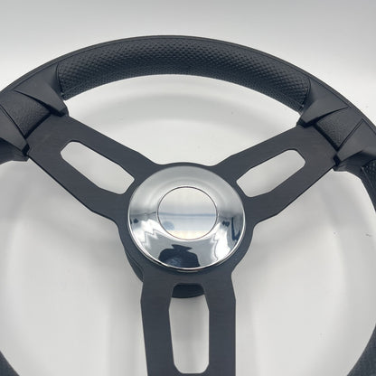 Gussi Italia Model 15 Steering Wheel Blk Brushed Alum Spokes | Chrome Center