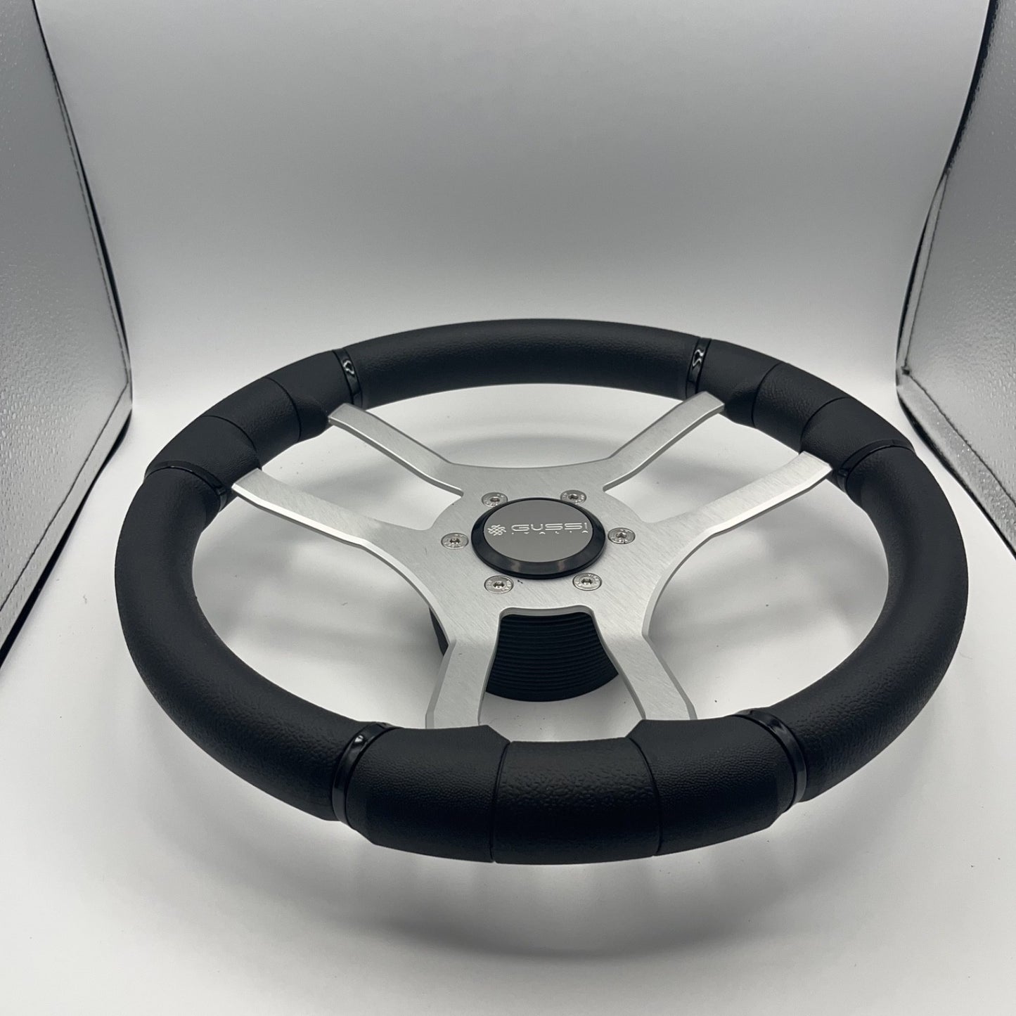 Malera Boat Steering Wheel Brushed Aluminum Spokes | Gussi Snap-in
