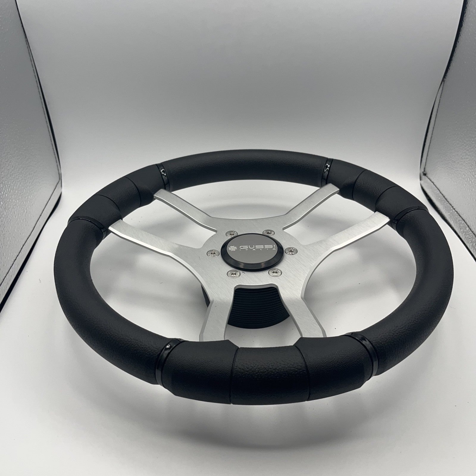 Malera Boat Steering Wheel Brushed Aluminum Spokes | Gussi Snap-in