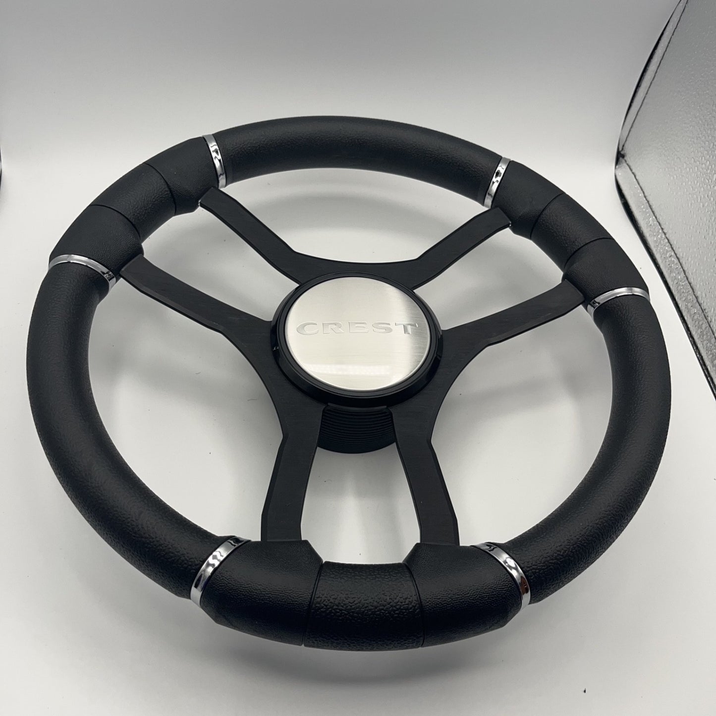 Malera Boat Steering Wheel Black Aluminum Spokes | Crest Boats