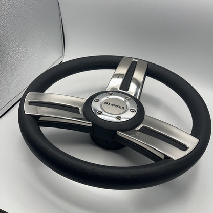 Gussi Italia Marine Steering Wheel Stainless Steel Spokes Soft Touch Rim | Supra
