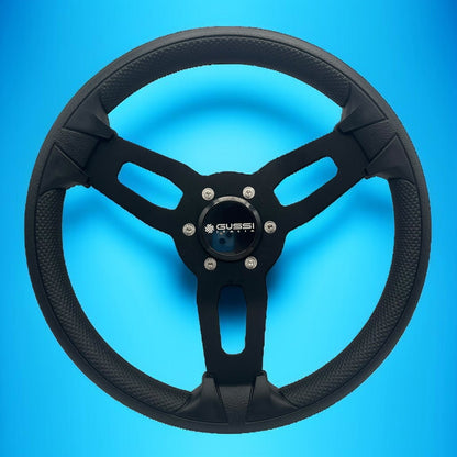 Gussi Italia Model 15 Steering Wheel Blk Brushed Alum Spokes | Gussi Stainless