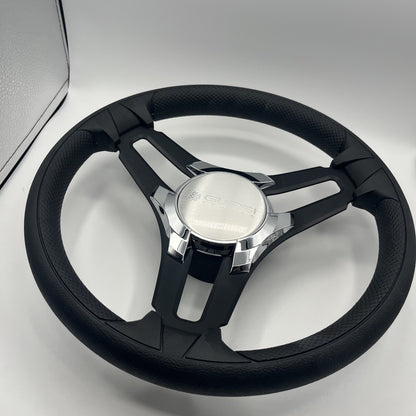 Gussi Italia Marine Steering Wheel Black Brush Metal Spokes | Gussi Logo